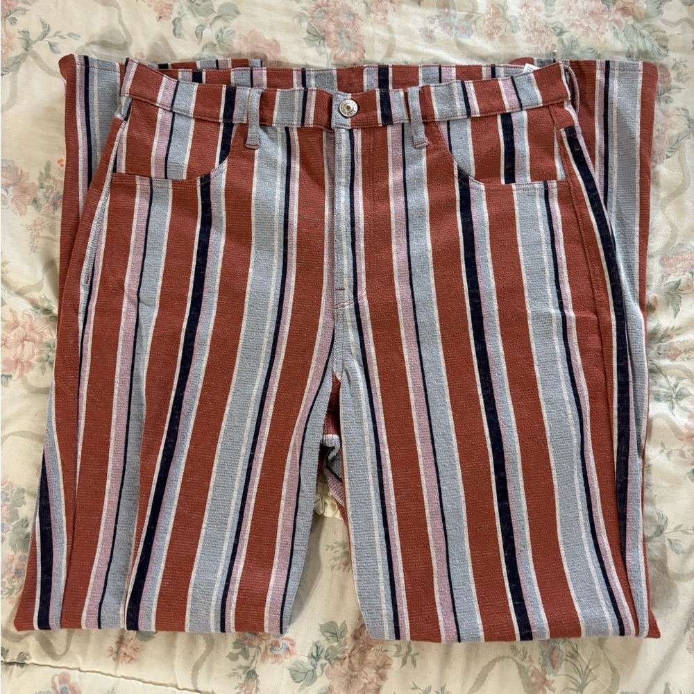 American Eagle Outfitters Red and Blue Striped Pants